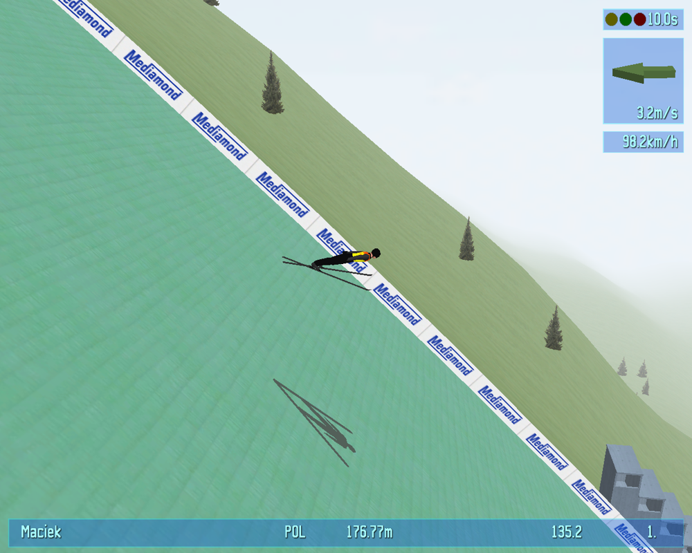 Deluxe Ski Jump 3 (Windows) screenshot: Summer hill mode.