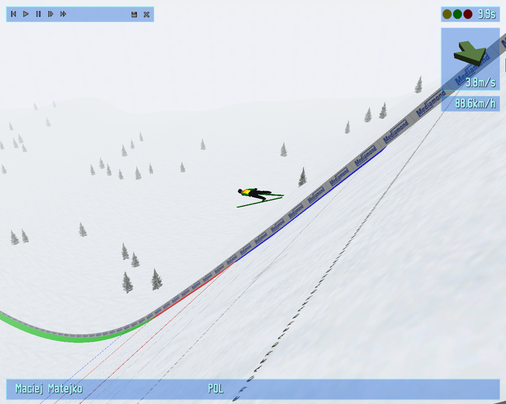 Deluxe Ski Jump 3 (Windows) screenshot: Judge's view.