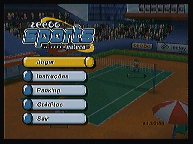 Boomerang Sports Peteca (Zeebo) screenshot: Main menu.