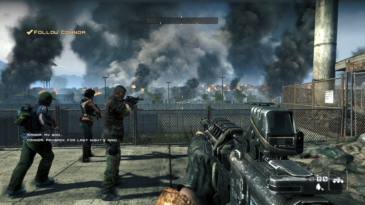 Homefront (Windows) screenshot: Our neighbourhood. Things are getting worse from hour to hour.