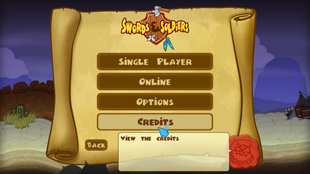 Swords & Soldiers (Windows) screenshot: Main menu