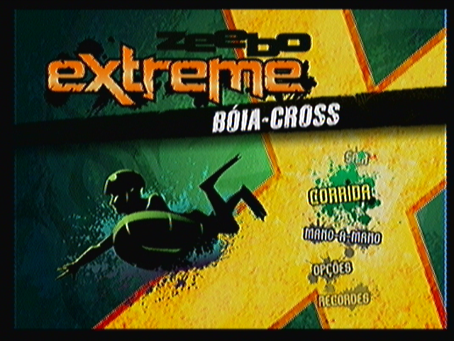 Zeebo Extreme Bóia-Cross (Zeebo) screenshot: Title screen and main menu.