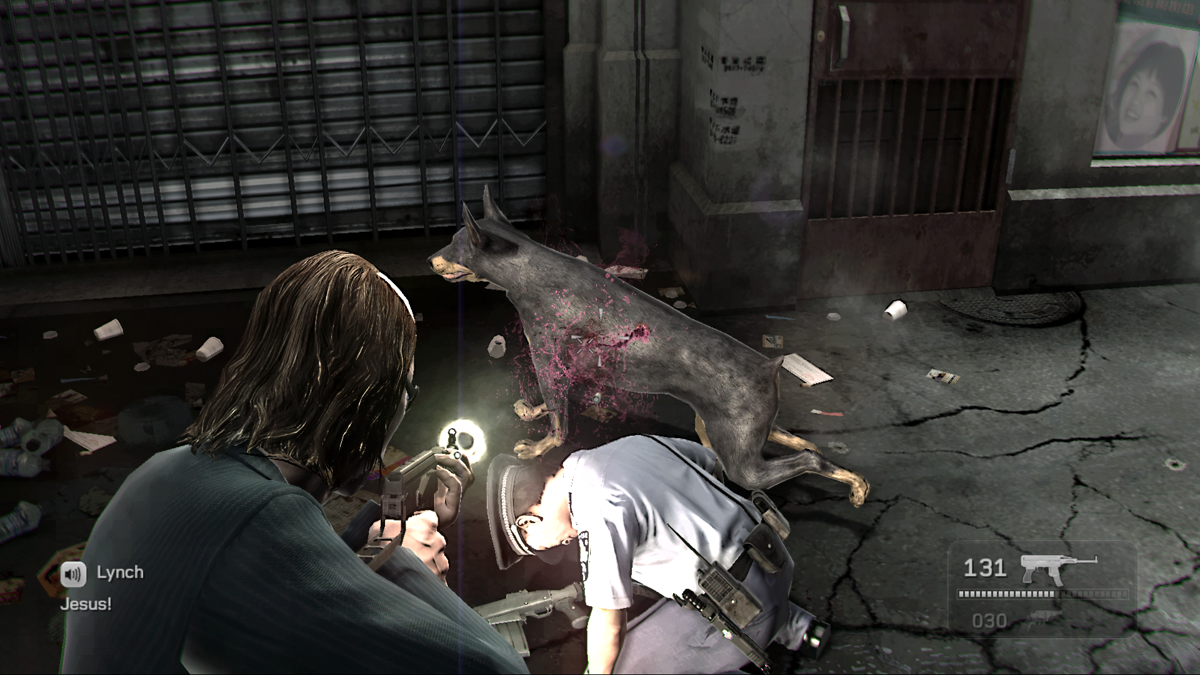 Kane & Lynch 2: Dog Days (Windows) screenshot: Sometimes, police sets dogs on you.