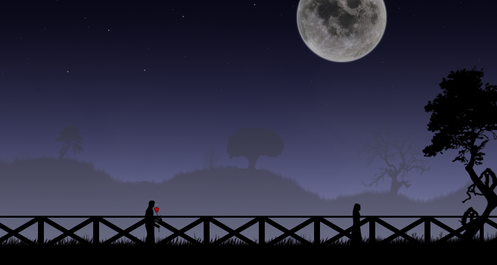 Star Sky (Windows) screenshot: A woman appears in front of you, facing away.