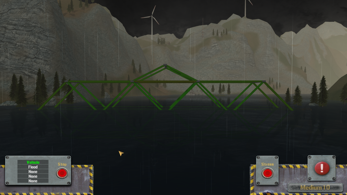 Bridge! The Construction Game (Windows) screenshot: Experiencing the flood test.