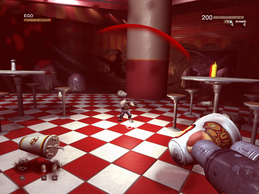 Duke Nukem Forever (Windows) screenshot: A fight with shrunk pigs