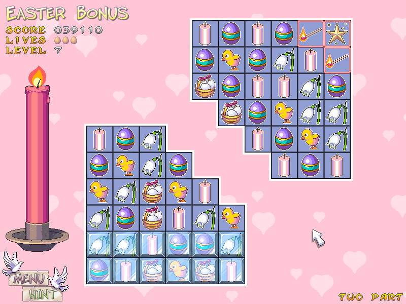 Easter Bonus (Windows) screenshot: A rather neat two-part level.