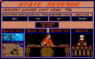Santa Paravia and Fiumaccio (Amiga) screenshot: Taxes