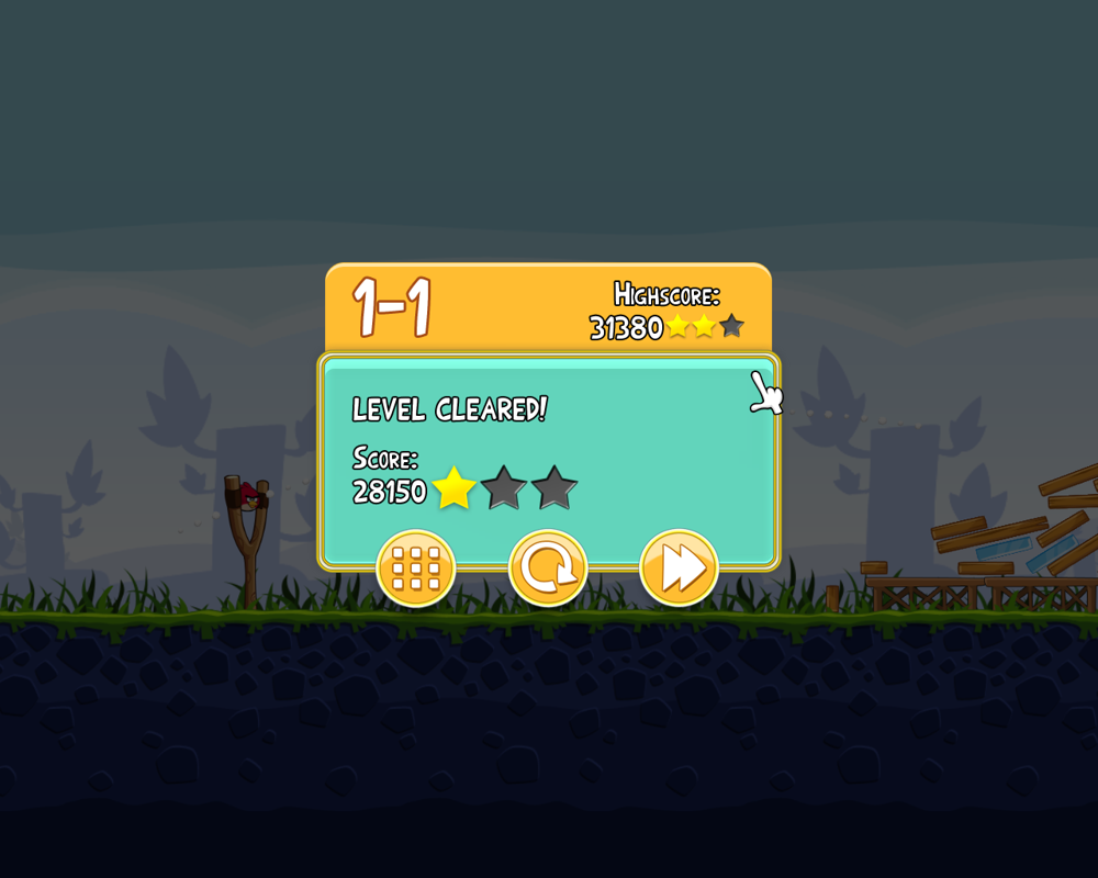 Angry Birds (Windows) screenshot: Level cleared!