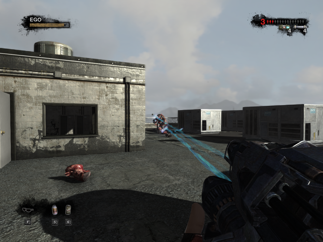 Duke Nukem Forever (Windows) screenshot: Testing newly acquired guided missile gun