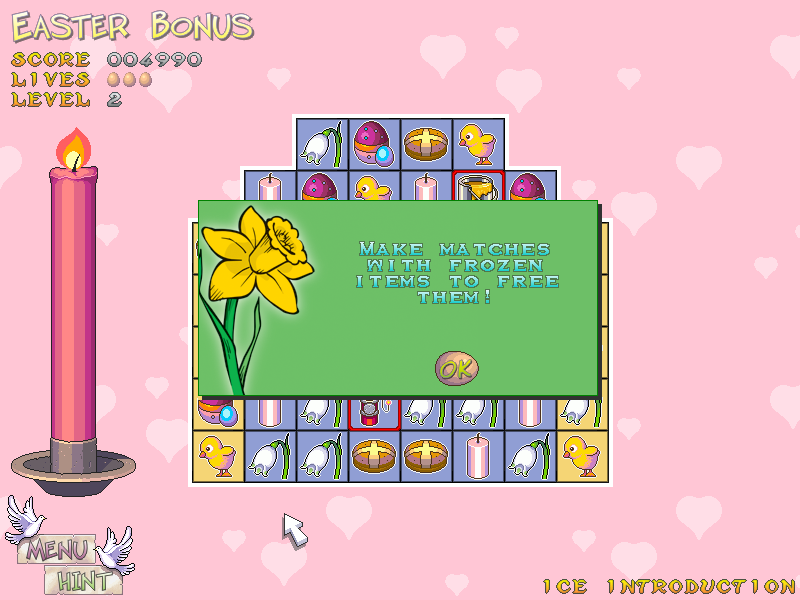Easter Bonus (Windows) screenshot: This level has frozen items.