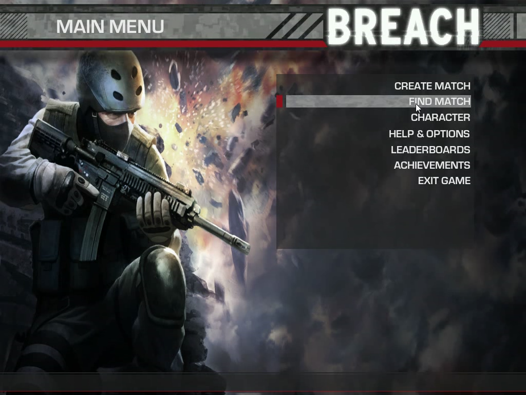 Breach (Windows) screenshot: Main menu