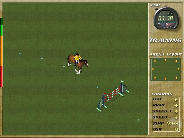 Mary King's Riding Star (Windows) screenshot: After a fall the horse & rider restart from this distance before the failed fence....