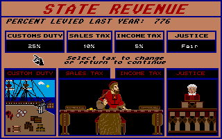 Santa Paravia and Fiumaccio (Atari ST) screenshot: Adjusting the taxes