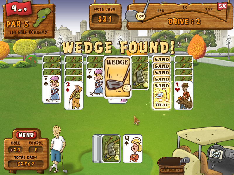 Fairway Solitaire (Windows) screenshot: I found the sand wedge.