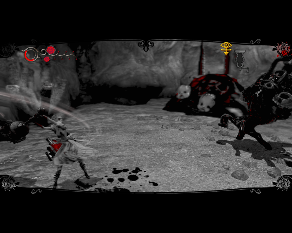 Alice: Madness Returns (Windows) screenshot: In near-death condition Alice can enter Hysteria mode and become powerful and invincible for a short time