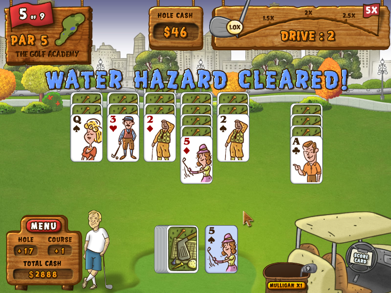 Fairway Solitaire (Windows) screenshot: I have cleared the water hazard.