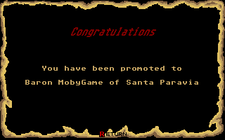 Santa Paravia and Fiumaccio (Atari ST) screenshot: Achievements result in new title being achieved