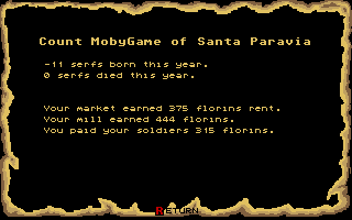 Santa Paravia and Fiumaccio (Atari ST) screenshot: I broke the math! I'm not sure I want to envision a negative birth.