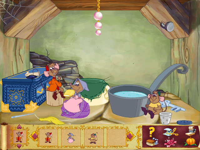 Disney's Cinderella's Dollhouse (Windows) screenshot: One mouse writes a letter with his tail