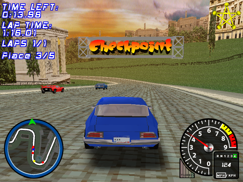 Muscle Car 3: Illegal Street (Windows) screenshot: Reaching a checkpoint