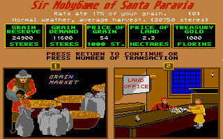 Santa Paravia and Fiumaccio (Atari ST) screenshot: Phase 1: the grain and real estate speculation