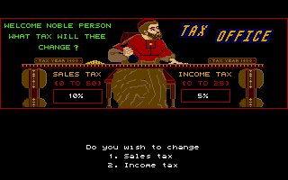 Santa Paravia and Fiumaccio (Atari ST) screenshot: Sales and income tax