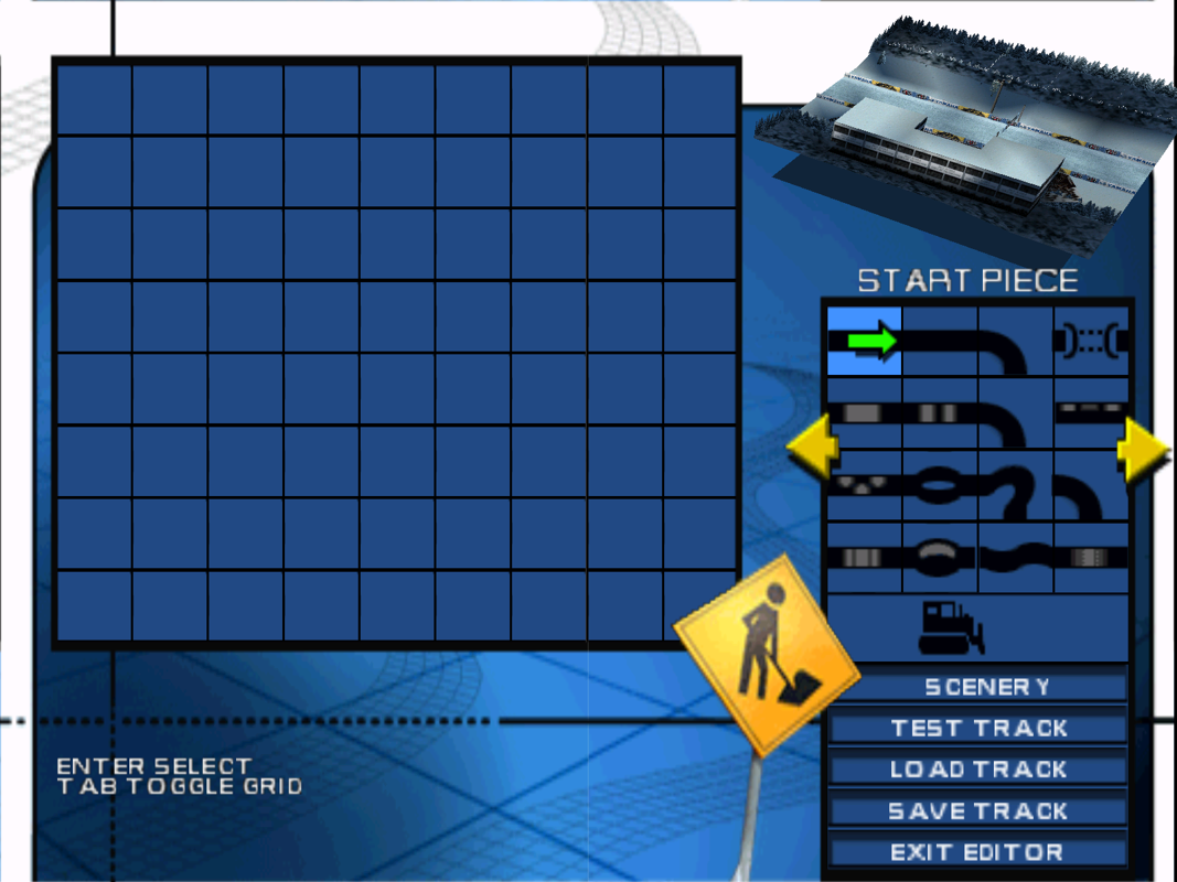 Sno-Cross Championship Racing (Windows) screenshot: The Track Editor screen