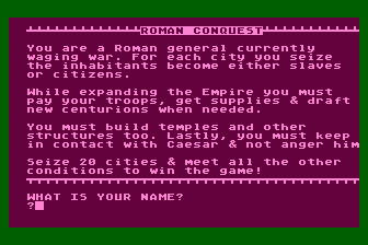 Roman Conquest (Atari 8-bit) screenshot: Introduction