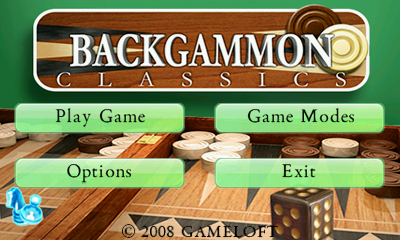 Chess & Backgammon Classics (Windows Mobile) screenshot: Backgammon Classics - Main menu