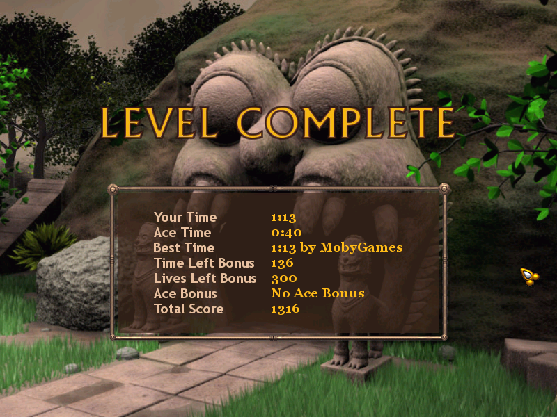 Angkor (Windows) screenshot: The level stats.