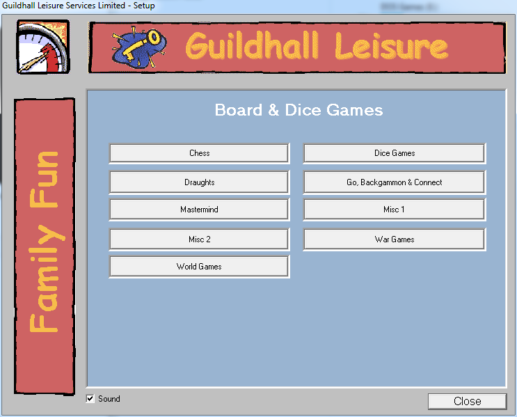 Board & Dice Games For Windows (Windows) screenshot: When the CD is loaded this menu autoloads