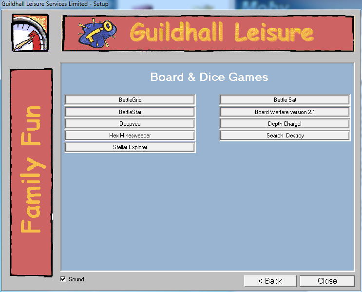 Board & Dice Games For Windows (Windows) screenshot: The games available under the War Games menu option