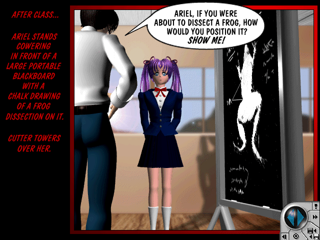 UltraVixen (Windows) screenshot: Nothing good is about to happen...(from anime-style 1st level intro)
