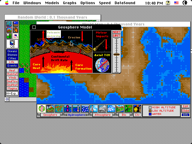 SimEarth: The Living Planet (Macintosh) screenshot: Geosphere model (color)