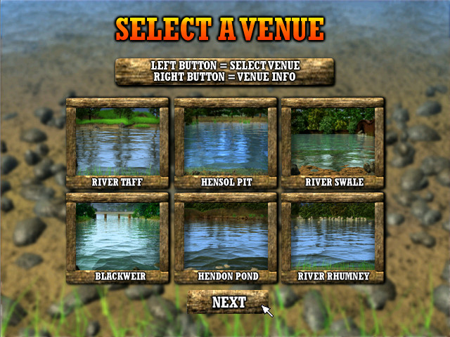 Championship Fishing (Windows) screenshot: This is one of the set of locations, mainly rivers.