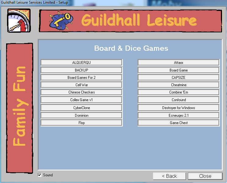 Board & Dice Games For Windows (Windows) screenshot: The games available under the Misc 1 menu option