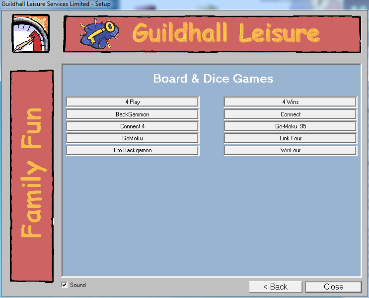 Board & Dice Games For Windows (Windows) screenshot: The games available under the Go, Backgammon & Connect menu option