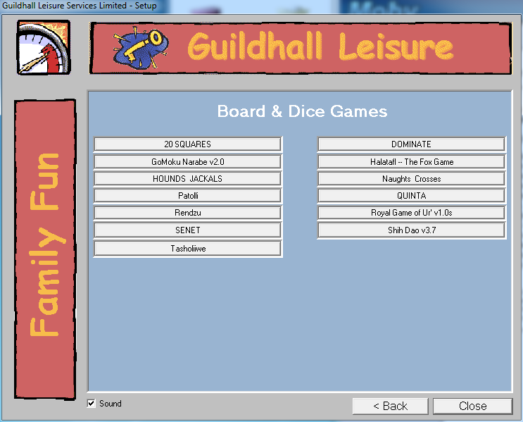 Board & Dice Games For Windows (Windows) screenshot: The games available under the World Games menu option