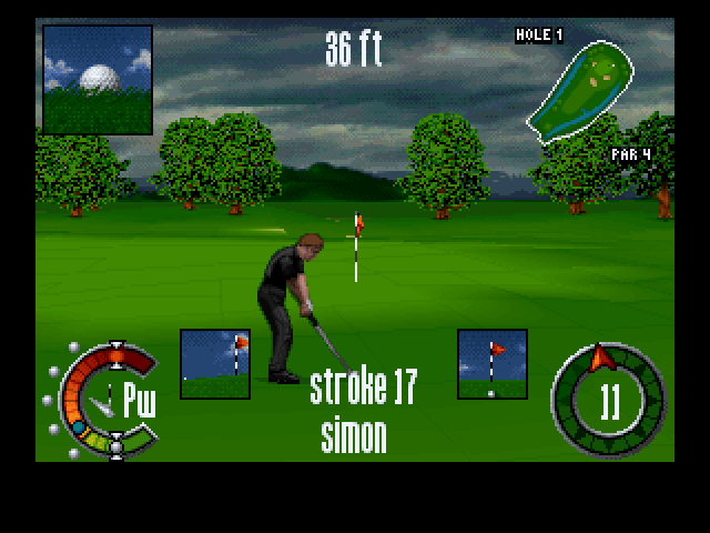 The Scottish Open: Virtual Golf (DOS) screenshot: When on the green the game displays two indicators showing the lie of the land