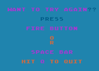 Mix & Match (Atari 8-bit) screenshot: Game Over