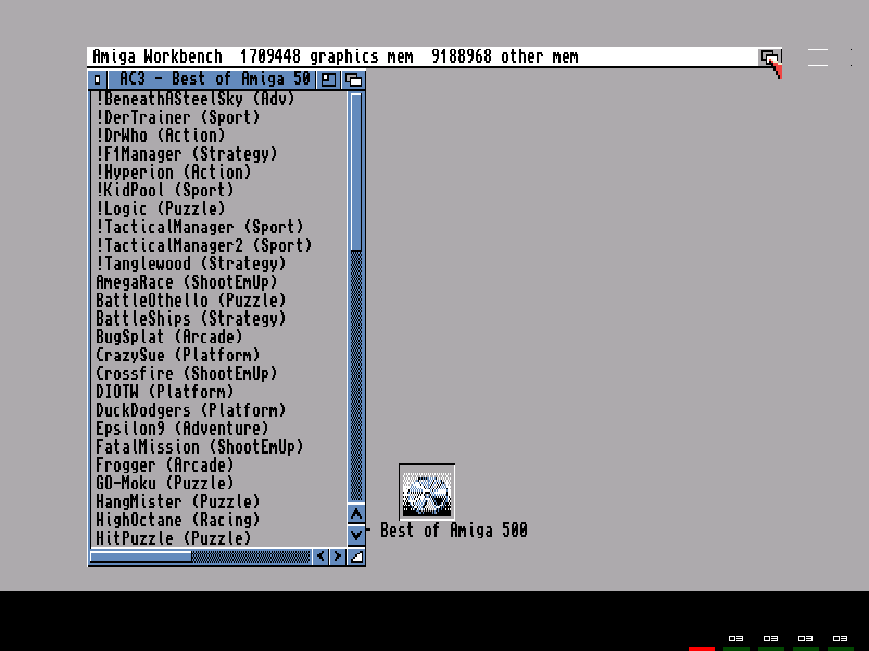 Amiga Classix 3 (Windows) screenshot: The Amiga 500 games menu
