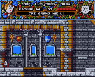 Magicland Dizzy (Amiga) screenshot: The grand hall.