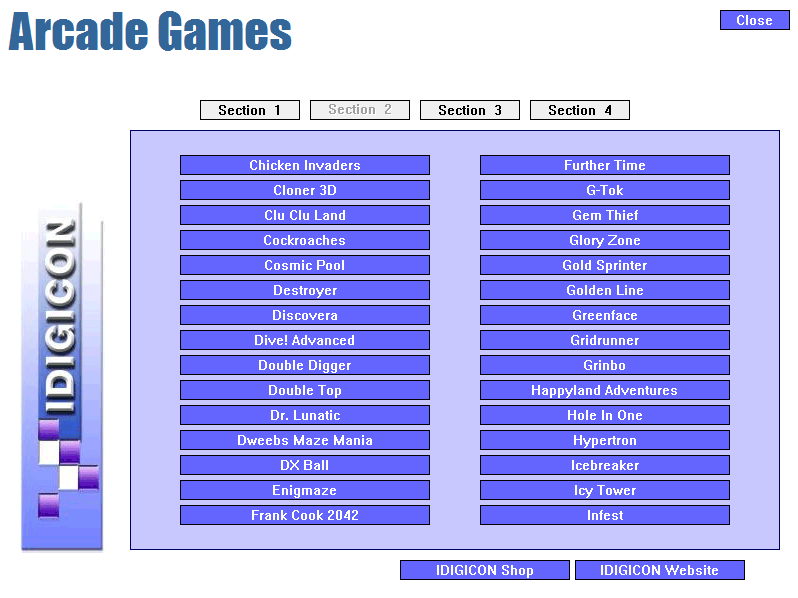 Family Arcade Games (Windows) screenshot: These are the games in Section 2