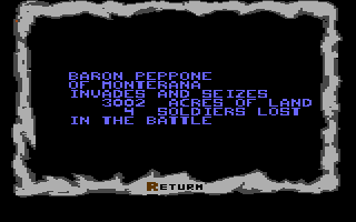 Santa Paravia and Fiumaccio (Commodore 64) screenshot: Not enough defense
