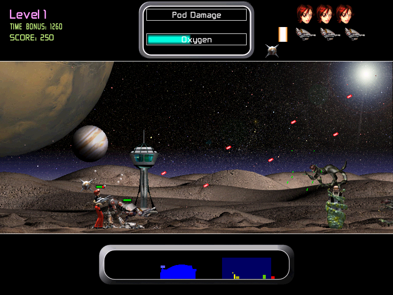 Alien Horde (Windows) screenshot: Fighting one of the common alien beasts