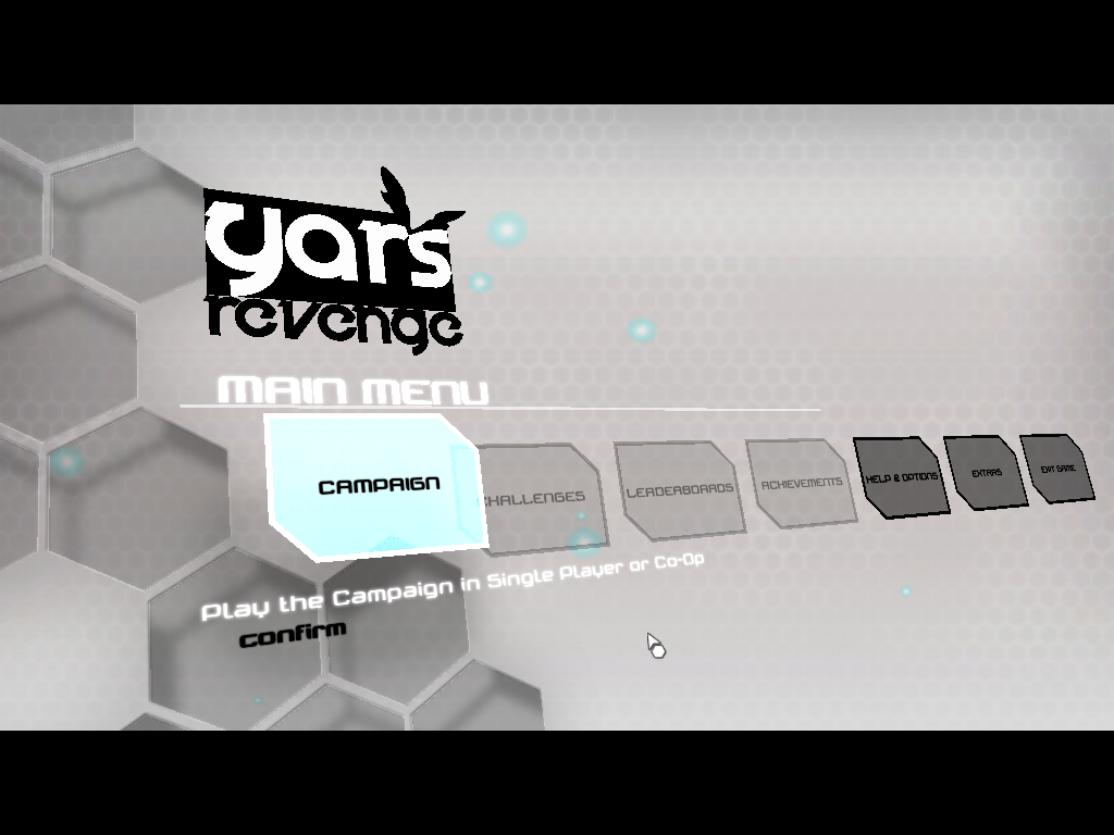 Yar's Revenge (Windows) screenshot: Main menu