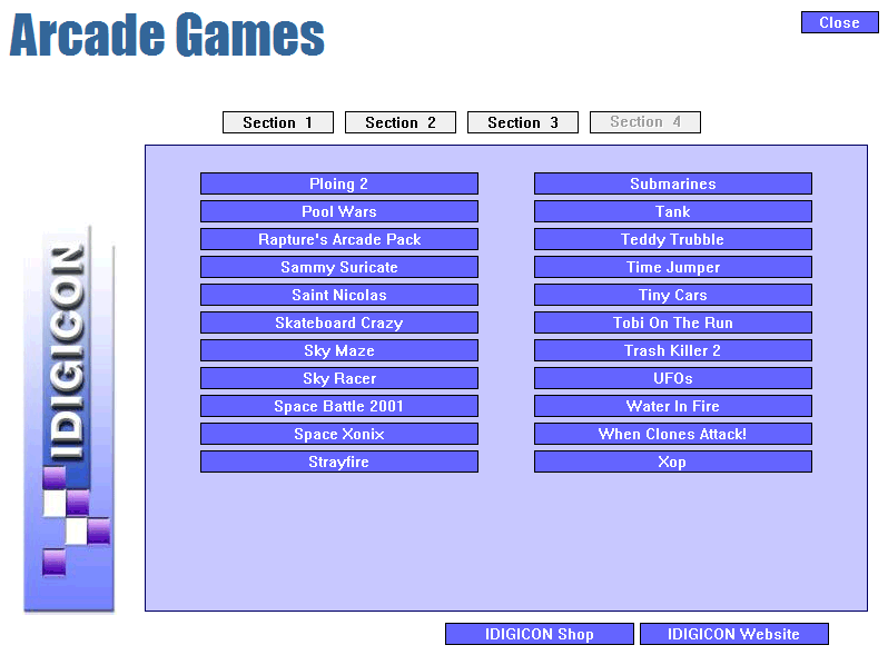 Family Arcade Games (Windows) screenshot: These are the games in Section 4