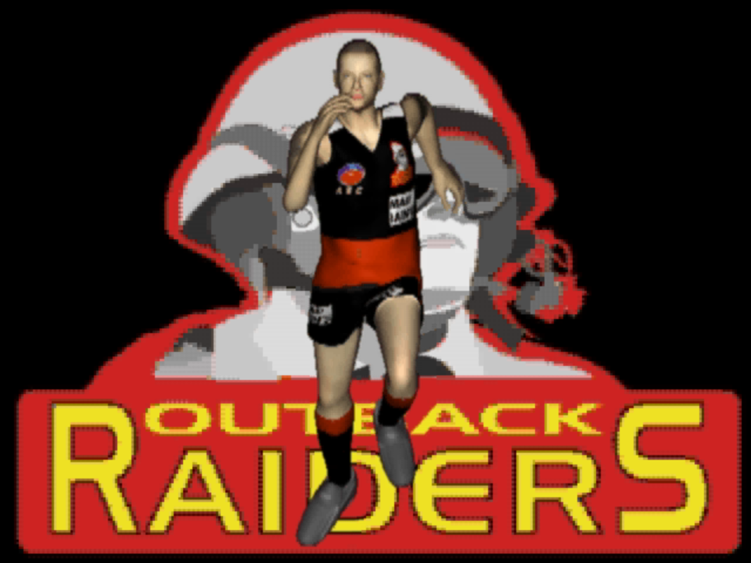 Aussie Rules Coach (Windows) screenshot: The game has a long title sequence featuring a running player. The strip and the background change showing each of the sixteen teams