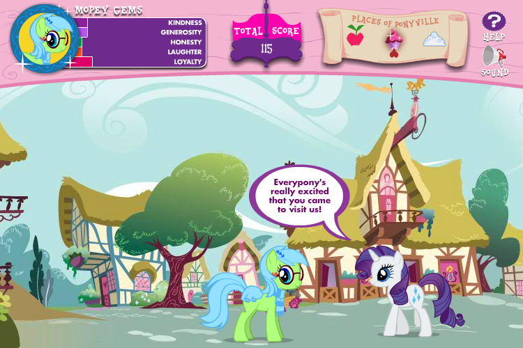 My Little Pony: Friendship is Magic - Adventures in Ponyville (Browser) screenshot: Chatting with the locals.